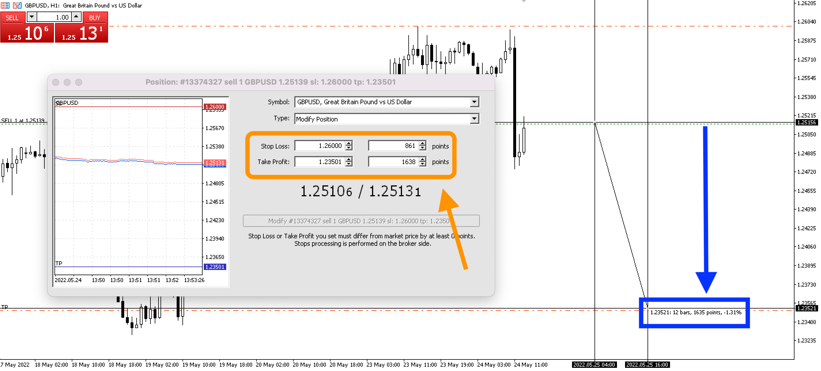 Определение стоимости пункта и пипса для валютной пары GBP/USD