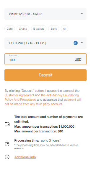 USD Coin how to deposit